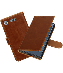 Hoesje voor Sony Xperia XZ1 Pull-Up booktype bruin