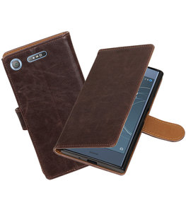 Hoesje voor Sony Xperia XZ1 Pull-Up booktype mocca