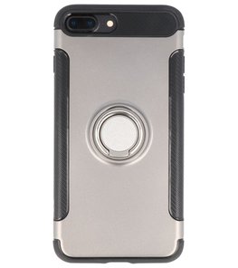 Hoesje voor Apple iPhone 7 Plus / 8 Plus Pantser TPU met Ringhouder Grijs