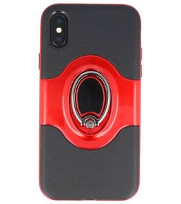 Hoesje voor Apple iPhone X Shield TPU met Ringhouder Rood