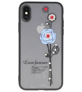 Hoesje voor Apple iPhone X Love Forever TPU Blauw