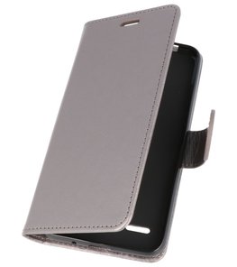 Grijs Wallet Case Hoesje voor LG K8 2018 Grijs Wallet Case Hoesje voor LG K8 2018