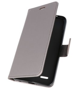 Grijs Wallet Case Hoesje voor LG K10 2018 Grijs Wallet Case Hoesje voor LG K10 2018