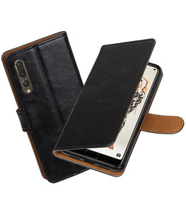 Zwart Pull-Up Wallet Case Hoesje voor Huawei P20 Pro Zwart Pull-Up Wallet Case Hoesje voor Huawei P20 Pro