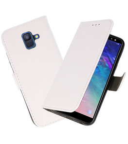 Wit booktype wallet case Hoesje voor Samsung Galaxy A6 2018 Wit booktype wallet case Hoesje voor Samsung Galaxy A6 2018