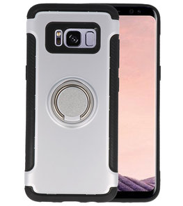 Zilver Pantser TPU met Ringhouder hoesje voor Samsung Galaxy S8