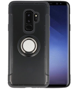 Zwart Pantser TPU met Ringhouder hoesje voor Samsung Galaxy S9 Plus