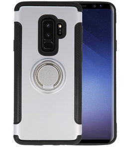Zilver Pantser TPU met Ringhouder hoesje voor Samsung Galaxy S9 Plus