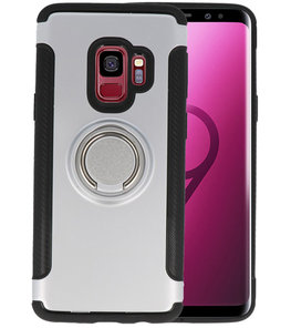 Zilver Pantser TPU met Ringhouder hoesje voor Samsung Galaxy S9