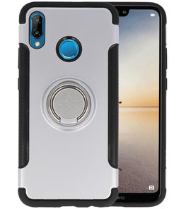 Zilver Pantser TPU met Ringhouder hoesje voor Huawei P20 Lite