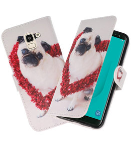 Hond booktype wallet case Hoesje voor Samsung Galaxy J8 Hond booktype wallet case Hoesje voor Samsung Galaxy J8