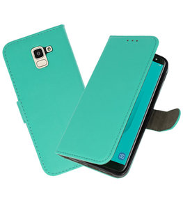 Groen booktype wallet case Hoesje voor Samsung Galaxy J8 Groen booktype wallet case Hoesje voor Samsung Galaxy J8