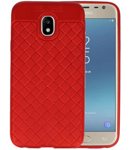 Rood Geweven TPU case hoesje voor Samsung Galaxy J3 2017 Rood Geweven TPU case hoesje voor Samsung Galaxy J3 2017