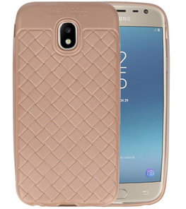 Goud Geweven TPU case hoesje voor Samsung Galaxy J3 2017 Goud Geweven TPU case hoesje voor Samsung Galaxy J3 2017