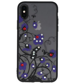 Paars Diamant Bloemen Back Cover Hoesje voor iPhone X Paars Diamant Bloemen Back Cover Hoesje voor iPhone X