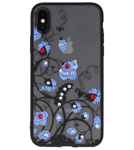 Blauw Diamant Bloemen Back Cover Hoesje voor iPhone X Blauw Diamant Bloemen Back Cover Hoesje voor iPhone X