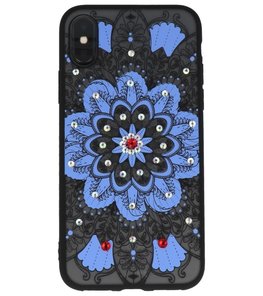 Blauw Diamant Mandala Back Cover Hoesje voor iPhone X Blauw Diamant Mandala Back Cover Hoesje voor iPhone X