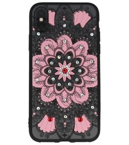 Licht Roze Diamant Mandala Back Cover Hoesje voor iPhone X Licht Roze Diamant Mandala Back Cover Hoesje voor iPhone X