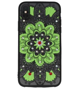 Groen Diamant Mandala Back Cover Hoesje voor iPhone X Groen Diamant Mandala Back Cover Hoesje voor iPhone X
