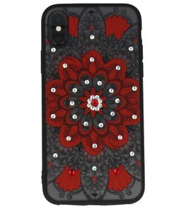 Rood Diamant Mandala Back Cover Hoesje voor iPhone X Rood Diamant Mandala Back Cover Hoesje voor iPhone X
