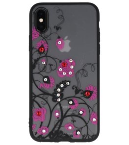 Roze Diamant Bloemen Back Cover Hoesje voor iPhone X Roze Diamant Bloemen Back Cover Hoesje voor iPhone X