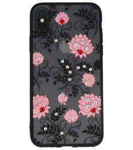 Licht Roze Diamant Lotus Back Cover Hoesje voor iPhone X Licht Roze Diamant Lotus Back Cover Hoesje voor iPhone X
