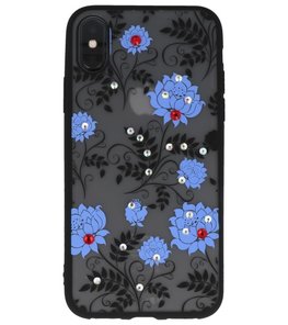 Blauw Diamant Lotus Back Cover Hoesje voor iPhone X Blauw Diamant Lotus Back Cover Hoesje voor iPhone X