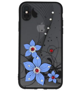 Blauw Diamant Narcis Back Cover Hoesje voor iPhone X Blauw Diamant Narcis Back Cover Hoesje voor iPhone X