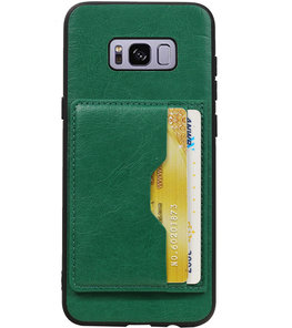 Groen Staand Back Cover 2 Pasjes Hoesje voor Galaxy S8 Plus