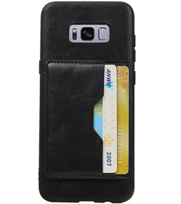Zwart Staand Back Cover 2 Pasjes Hoesje voor Galaxy S8 Plus
