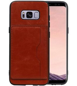 Bruin Staand Back Cover 1 Pasje Hoesje voor Samsung Galaxy S8
