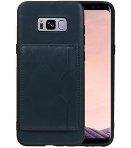 Navy Staand Back Cover 1 Pasje Hoesje voor Samsung Galaxy S8 Plus
