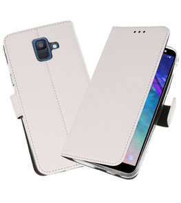 Wit Bookstyle Wallet Cases Hoesje voor Samsung Galaxy A6 (2018) Wit Bookstyle Wallet Cases Hoesje voor Samsung Galaxy A6 (2018)