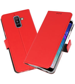Rood Bookstyle Wallet Cases Hoesje voor Samsung Galaxy A6 Plus (2018)