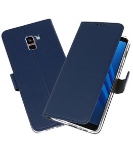Navy Wallet Cases Hoesje voor Samsung Galaxy A8 Plus 2018 Navy Wallet Cases Hoesje voor Samsung Galaxy A8 Plus 2018