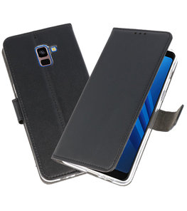Zwart Wallet Cases Hoesje voor Samsung Galaxy A8 Plus 2018 Zwart Wallet Cases Hoesje voor Samsung Galaxy A8 Plus 2018