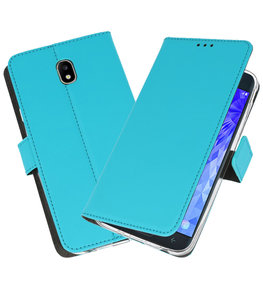 Blauw Wallet Cases Hoesje voor Samsung Galaxy J7 2018