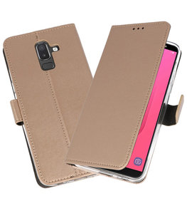 Goud Wallet Cases Hoesje voor Samsung Galaxy J8 Goud Wallet Cases Hoesje voor Samsung Galaxy J8