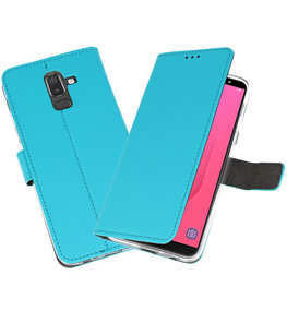 Blauw Wallet Cases Hoesje voor Samsung Galaxy J8 Blauw Wallet Cases Hoesje voor Samsung Galaxy J8