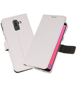 Wit Wallet Cases Hoesje voor Samsung Galaxy J8 Wit Wallet Cases Hoesje voor Samsung Galaxy J8