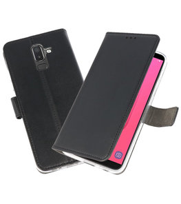 Zwart Wallet Cases Hoesje voor Samsung Galaxy J8 Zwart Wallet Cases Hoesje voor Samsung Galaxy J8