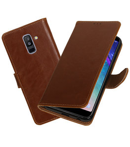 Hoesje voor Samsung Galaxy A6 Plus 2018 Pull-Up Booktype Bruin