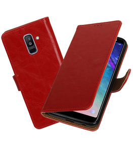 Hoesje voor Samsung Galaxy A6 Plus 2018 Pull-Up Booktype Rood