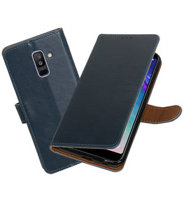 Hoesje voor Samsung Galaxy A6 Plus 2018 Pull-Up Booktype Blauw