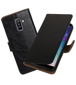 Hoesje voor Samsung Galaxy A6 Plus 2018 Pull-Up Booktype Zwart