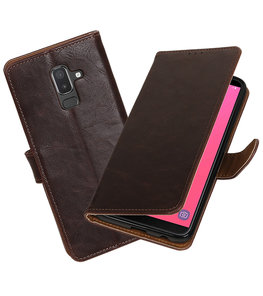 Hoesje voor Samsung Galaxy J8 Pull-Up Booktype Mocca Hoesje voor Samsung Galaxy J8 Pull-Up Booktype Mocca