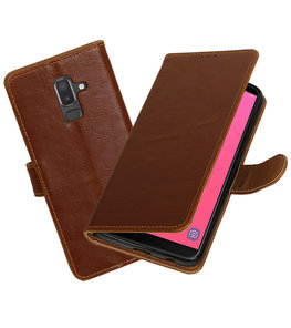 Hoesje voor Samsung Galaxy J8 Pull-Up Booktype Bruin Hoesje voor Samsung Galaxy J8 Pull-Up Booktype Bruin