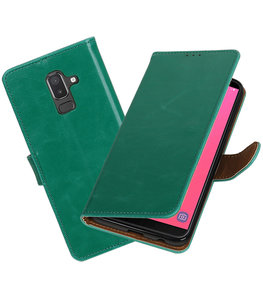 Hoesje voor Samsung Galaxy J8 Pull-Up Booktype Groen Hoesje voor Samsung Galaxy J8 Pull-Up Booktype Groen
