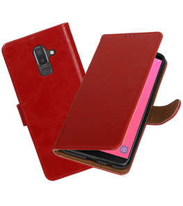 Hoesje voor Samsung Galaxy J8 Pull-Up Booktype Rood Hoesje voor Samsung Galaxy J8 Pull-Up Booktype Rood