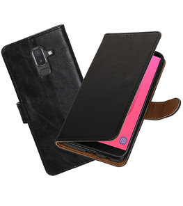 Hoesje voor Samsung Galaxy J8 Pull-Up Booktype Zwart Hoesje voor Samsung Galaxy J8 Pull-Up Booktype Zwart